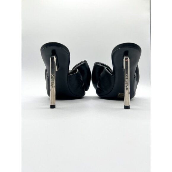 Off-White Allen Black Leather Bow Mule Sandals Stiletto Heel - Picture 12 of 14